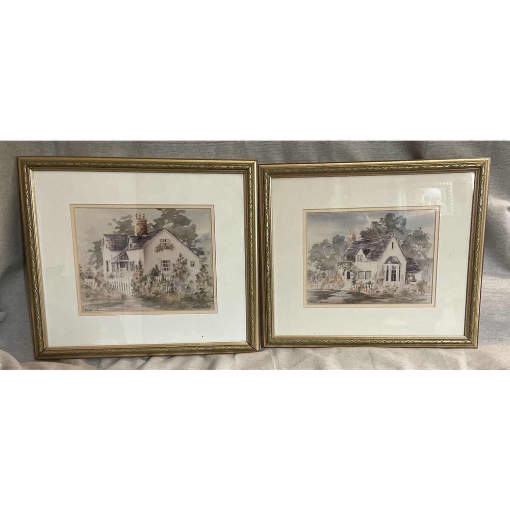 Pair VTG Water Color Paintings Limited Ed Signed By Artist Barbara Burnett